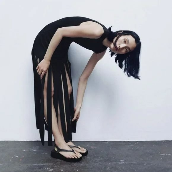 RARE ZARA LONG FRINGED DRESS - Picture 8 of 11